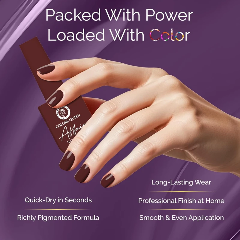 Colors Queen Affair Nail Polish - 03 - Canyon Crispt, 13ml | Rich Pigmentation, Quick Drying, Long Lasting Nail Paint | Chip Resistant, No Harmful Chemicals, Semi Matte Nail Polish for Women thumbnail 3
